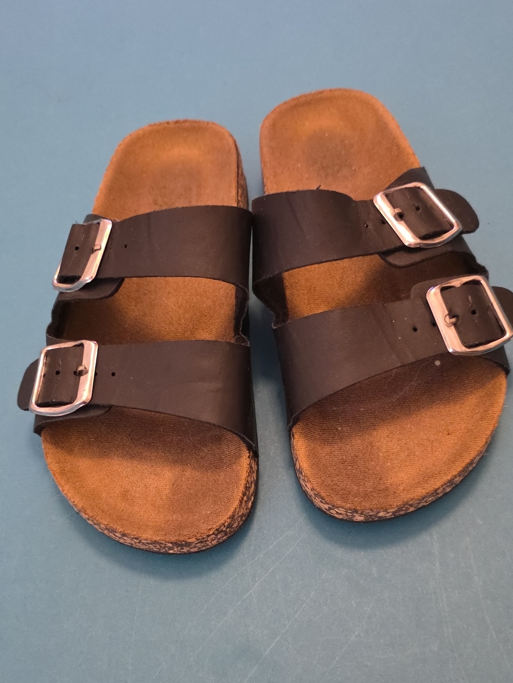 Black Double-Buckle Women's Slide Sandals